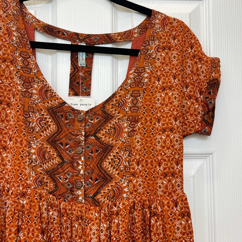 Free People Orange Aztec Dress XS NWT - Picture 6 of 6